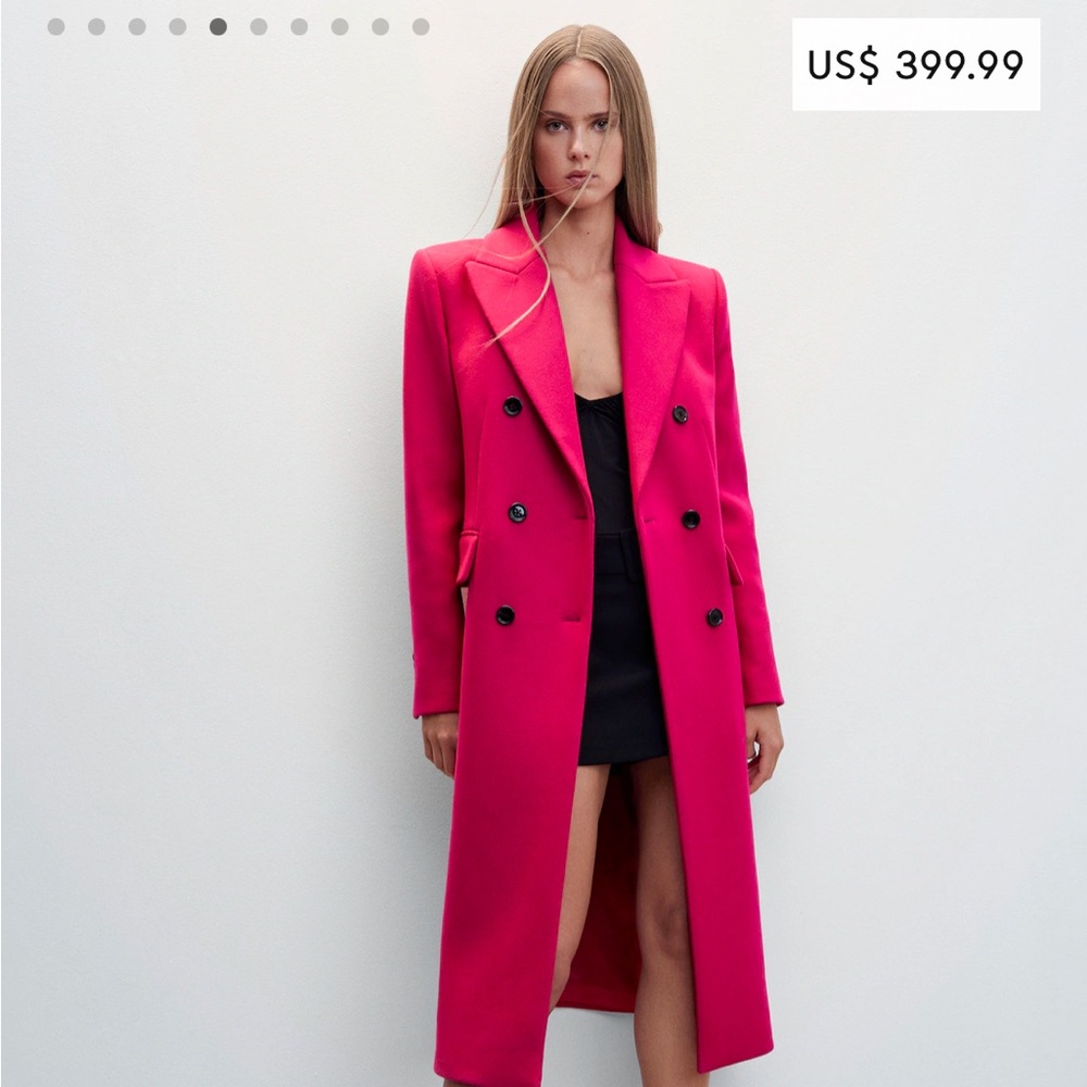 Mango Wool Double Breasted Coat NWT FUSHIA